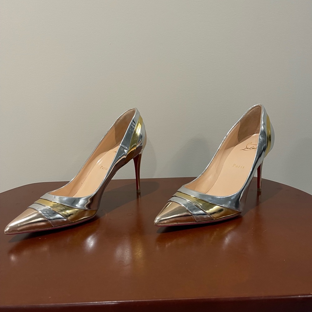 NIB Louboutin Eklectica Metallic Pump 85mm Heel Size 9/EU40